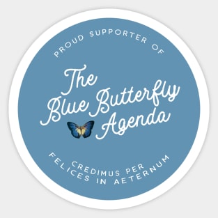 Blue Butterfly Agenda (White Letters) Sticker